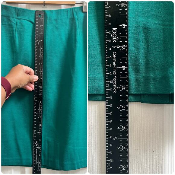 J Jill Kelly Green Ponte Knit Knee Length Stretchy Pencil Skirt Size Medium - Picture 4 of 6